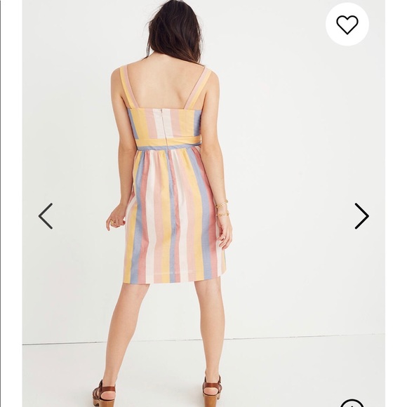 NWT Madewell Tie-Front Cutout Stripe Dress - Picture 2 of 4